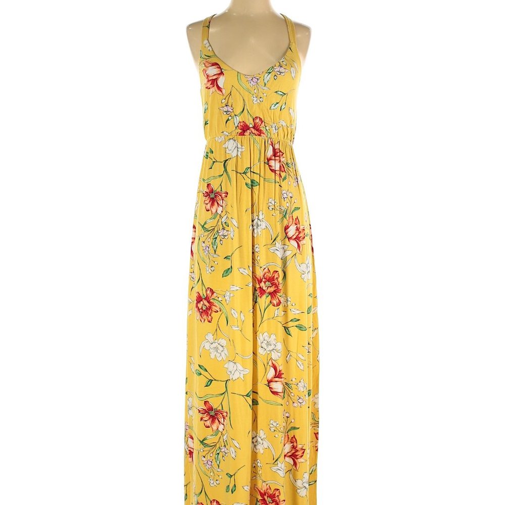 Nine Britton Women yellow floral maxi Dress sz S